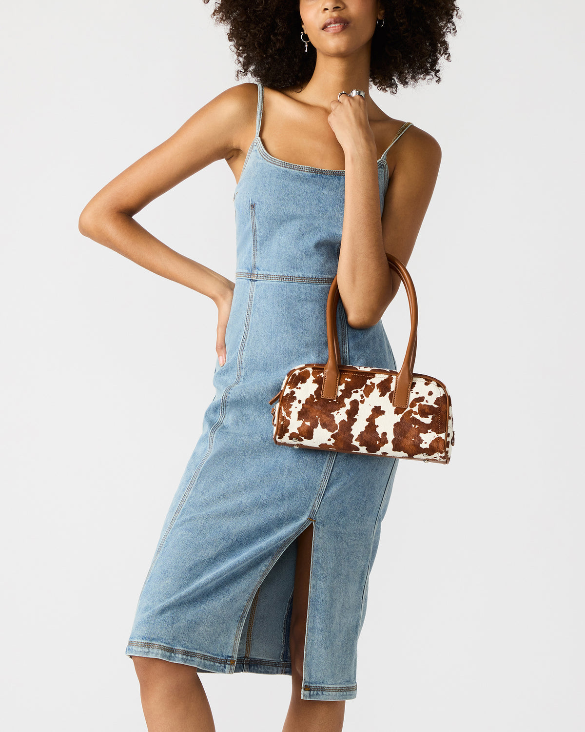 GISELLE Denim Midi Women's Dress with Slit | Steve Madden