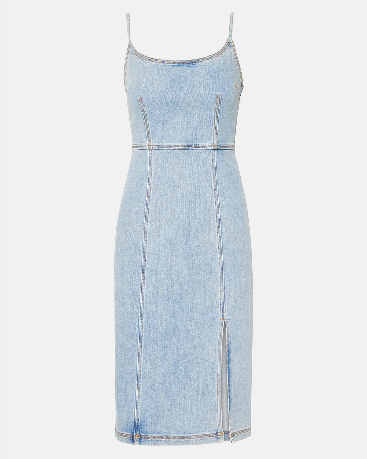 GISELLE Denim Midi Women's Dress with Slit | Steve Madden