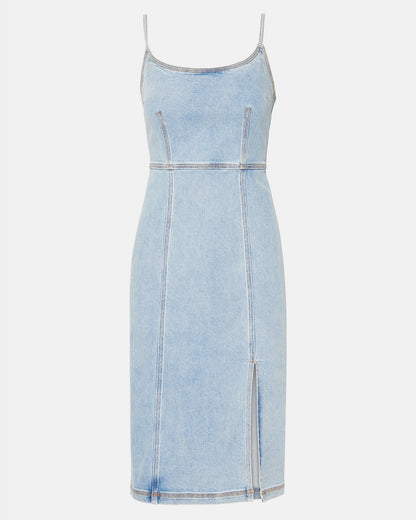 GISELLE Denim Midi Women's Dress with Slit | Steve Madden