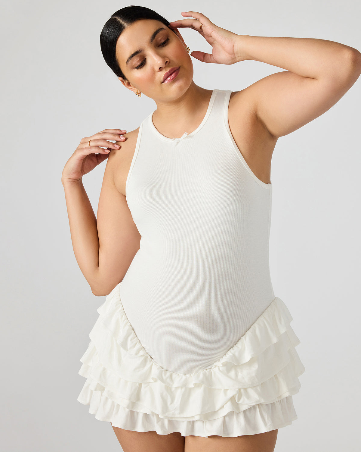 CLEA White Ruffled Mini Women's Dress | Steve Madden