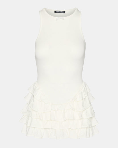 CLEA White Ruffled Mini Women's Dress | Steve Madden