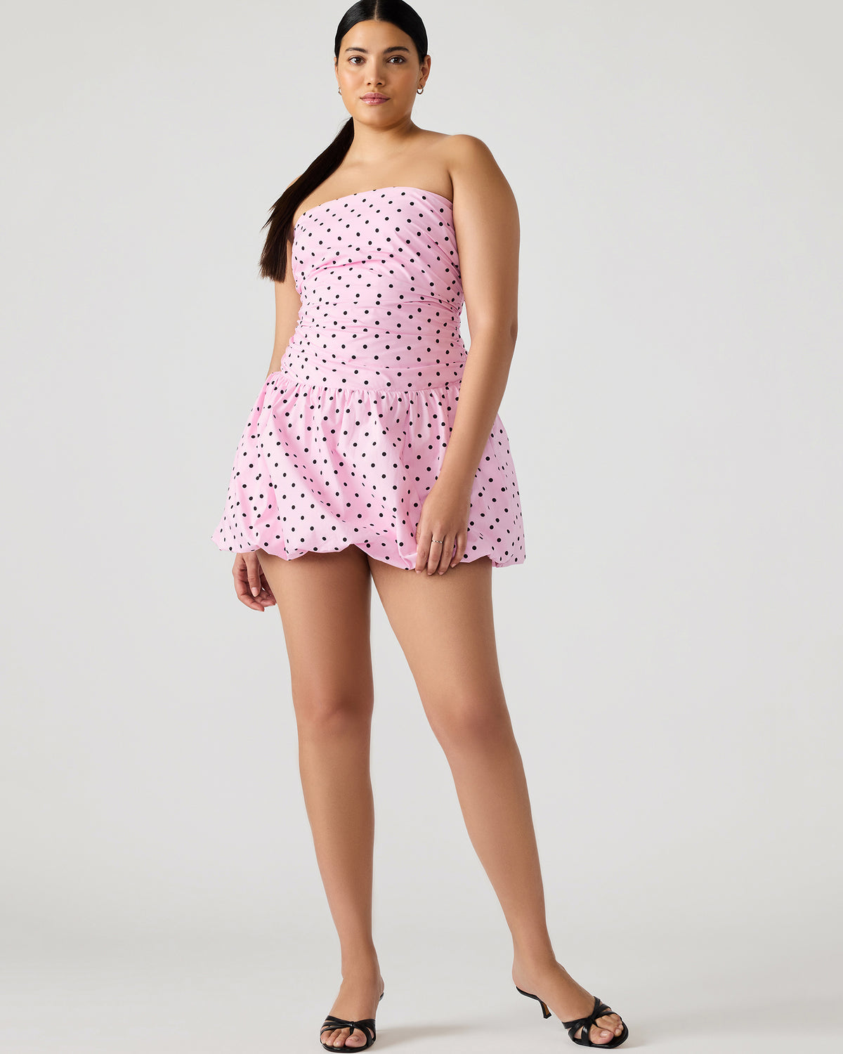 GIGI Pink Women's Strapless Mini Bubble-Hem Dress | Steve Madden