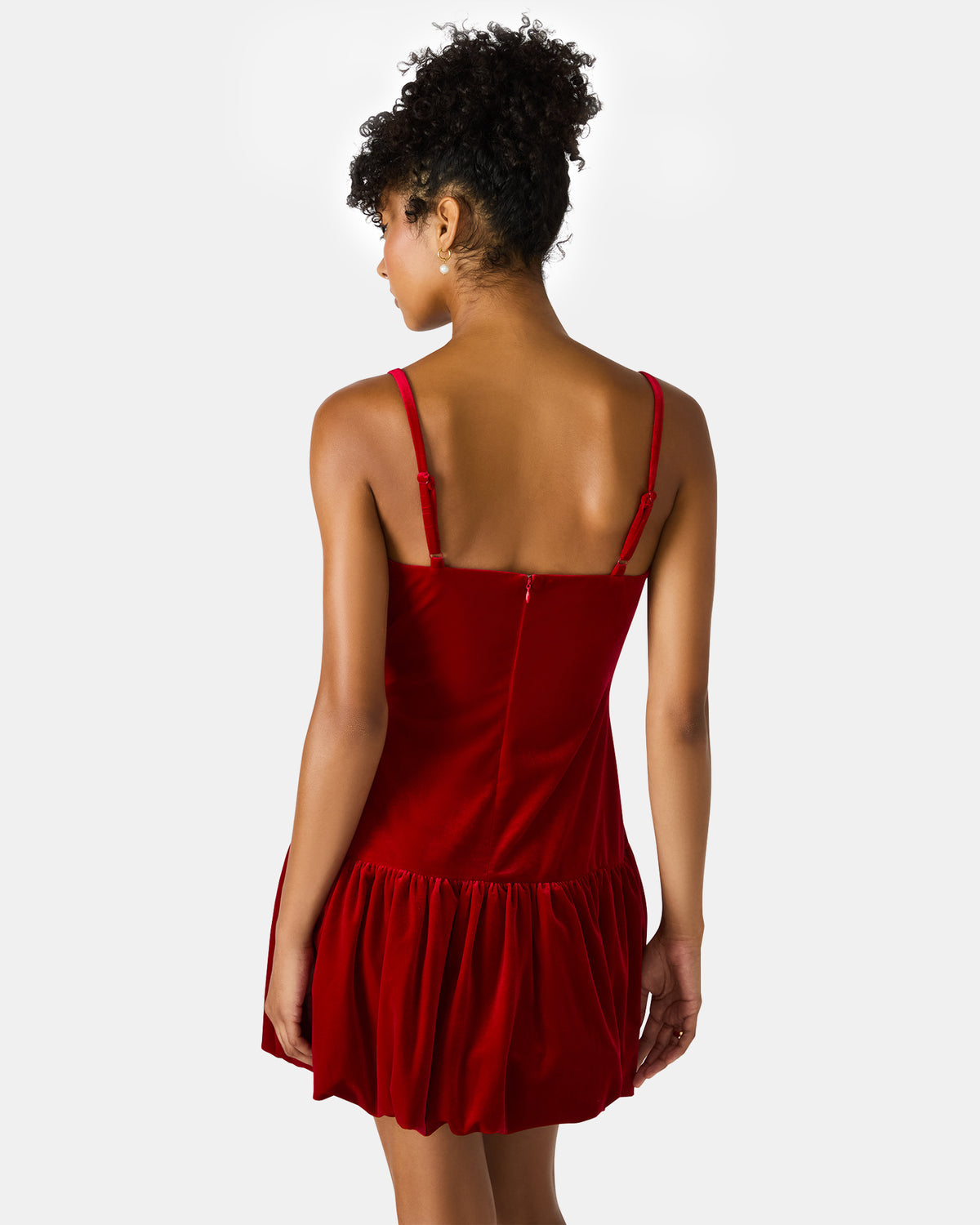 GIOVANNA Red Velvet Bubble Skirt Sleeveless Mini Women's Dress | Steve Madden