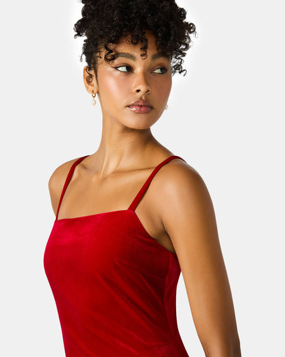 GIOVANNA Red Velvet Bubble Skirt Sleeveless Mini Women's Dress | Steve Madden