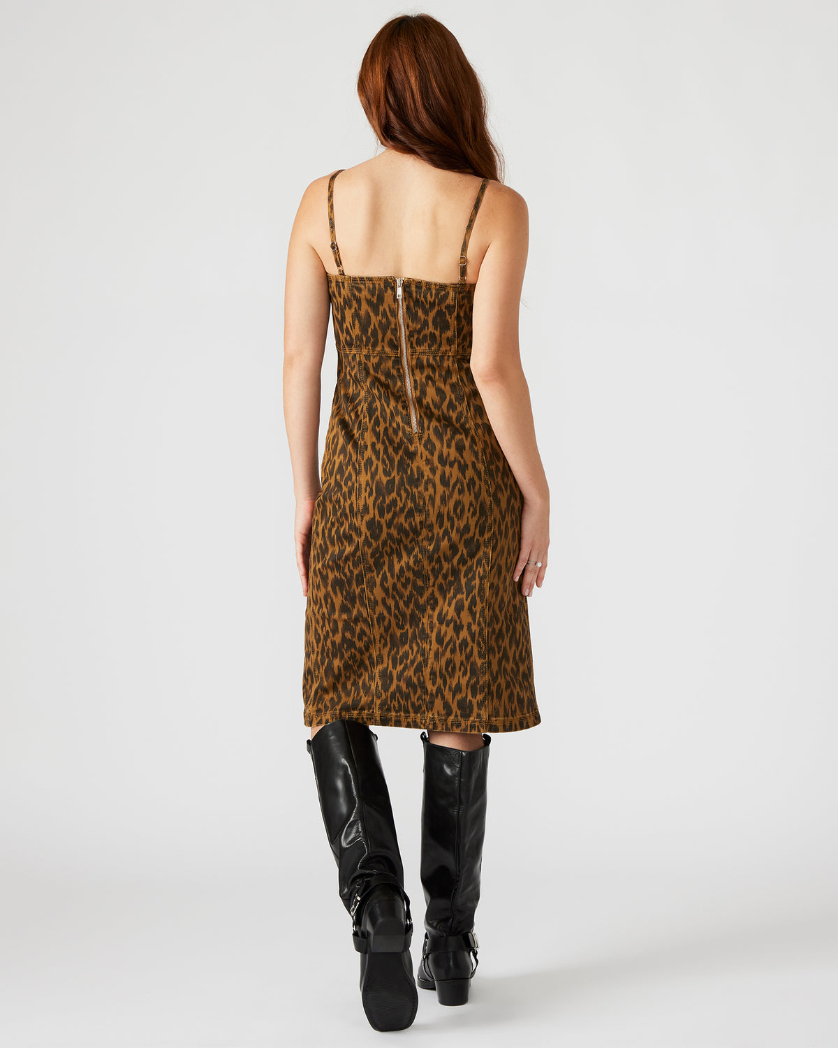 GISELLE Leopard Women's Midi Women's Dress with Slit | Steve Madden