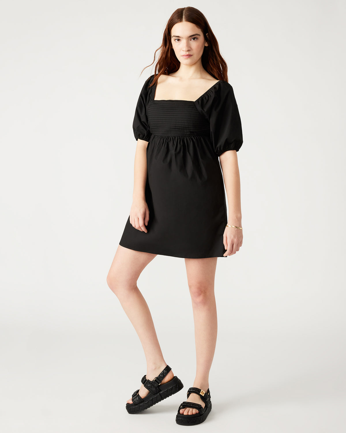 INARA Dress Black | Women's Puff Sleeve Mini Dress | Steve Madden