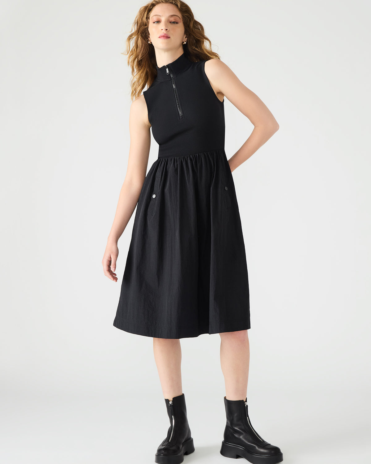 BERLIN White Women's Mock Neck Midi Dress | Steve Madden