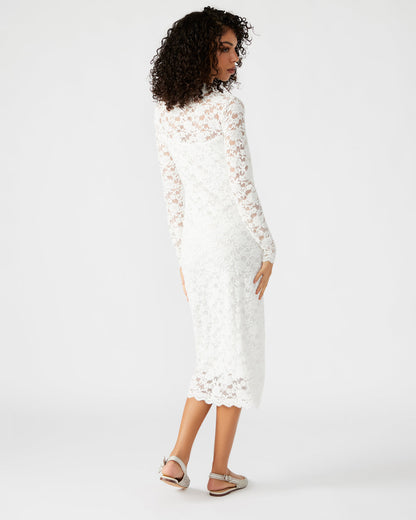 VIVIENNE Ivory Lace Women's Mock Neck Midi Dress | Steve Madden
