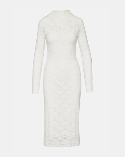 VIVIENNE Ivory Lace Women's Mock Neck Midi Dress | Steve Madden