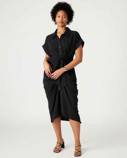 TORI Black Knit Button Up Collared Midi Dress | Steve Madden