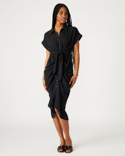 TORI Black Knit Button Up Collared Midi Dress | Steve Madden