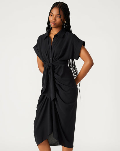 TORI Black Knit Button Up Collared Midi Dress | Steve Madden