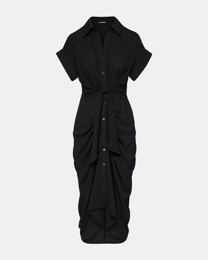 TORI Black Knit Button Up Collared Midi Dress | Steve Madden