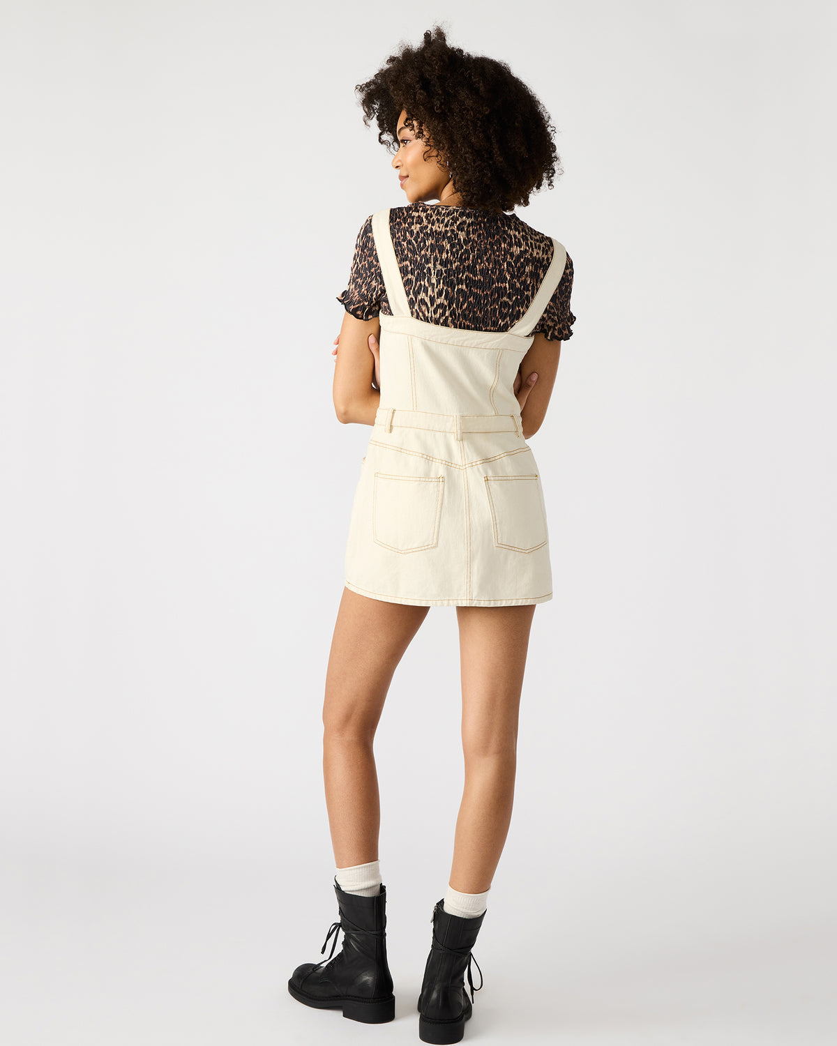 LAKE Cream Women's Button-Up Overall Mini Dress | Steve Madden