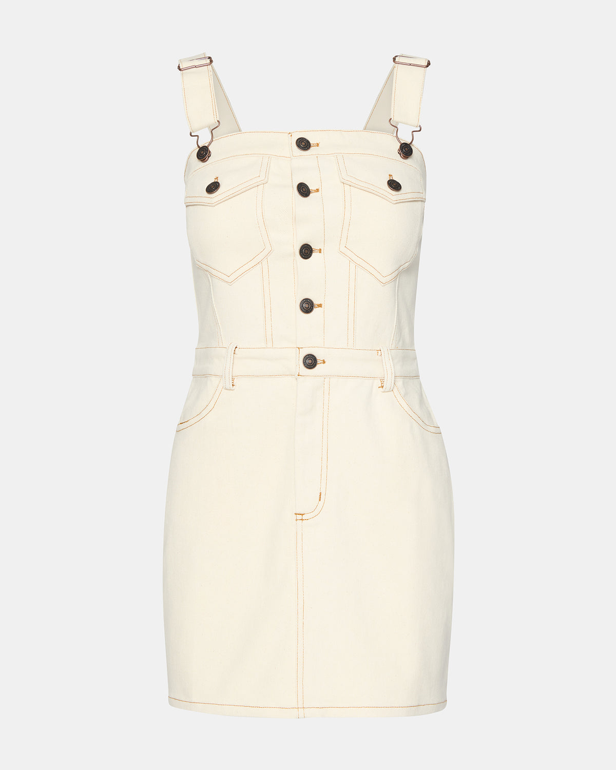 LAKE Cream Women's Button-Up Overall Mini Dress | Steve Madden