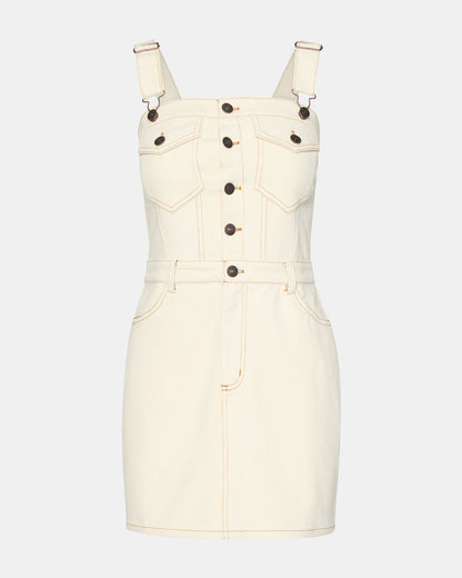 LAKE Cream Women's Button-Up Overall Mini Dress | Steve Madden