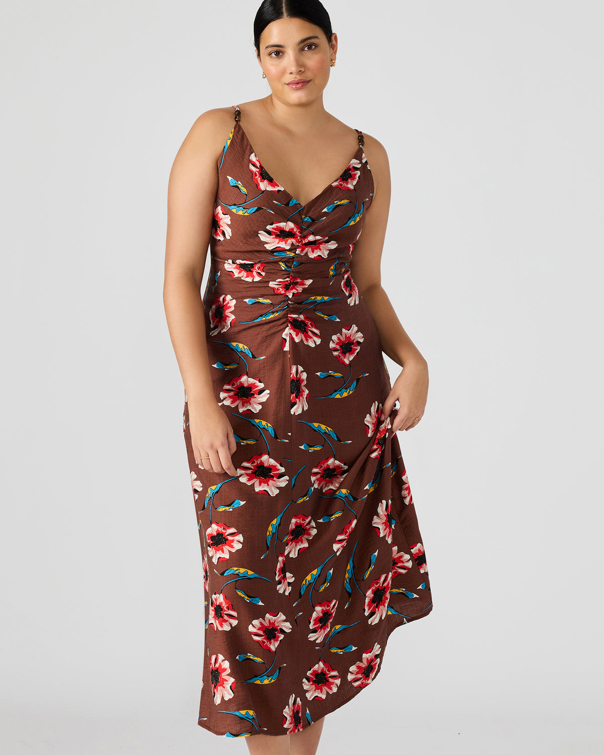 MONROE Brown Floral Print Flowy Maxi Dress | Steve Madden