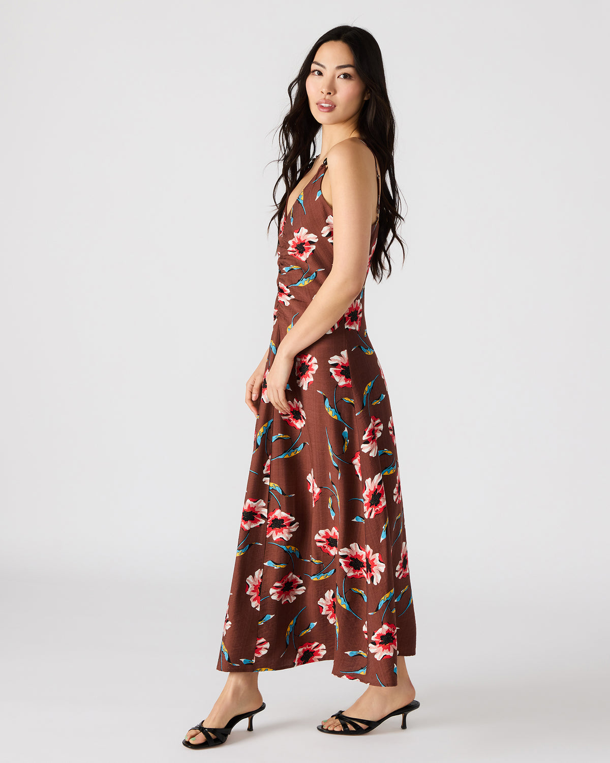 MONROE Brown Floral Print Flowy Maxi Dress | Steve Madden