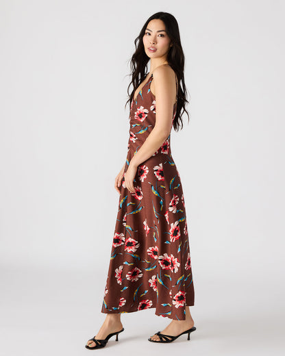 MONROE Brown Floral Print Flowy Maxi Dress | Steve Madden