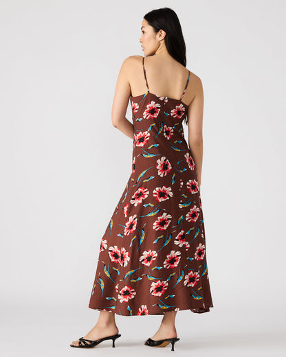 MONROE Brown Floral Print Flowy Maxi Dress | Steve Madden