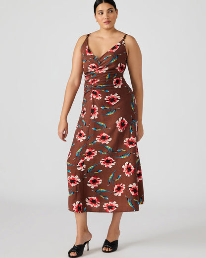 MONROE Brown Floral Print Flowy Maxi Dress | Steve Madden