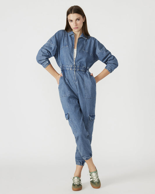 TRISTA Denim Women's Long-Sleeved Jumpsuit | Steve Madden