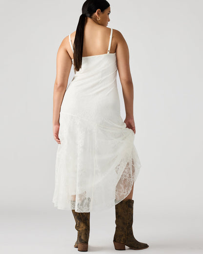 VEERA White Maxi Lace Flowy Women's Dress | Steve Madden
