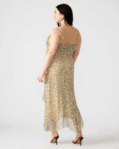 AIDA Sand Women's Flowy Sleeveless Ruffle Maxi Dress | Steve Madden