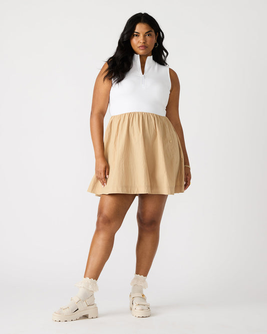 LYON Taupe Women's Collared Sleeveless Flowy Dress | Steve Madden