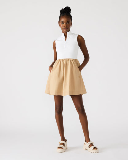 LYON Taupe Women's Collared Sleeveless Flowy Dress | Steve Madden