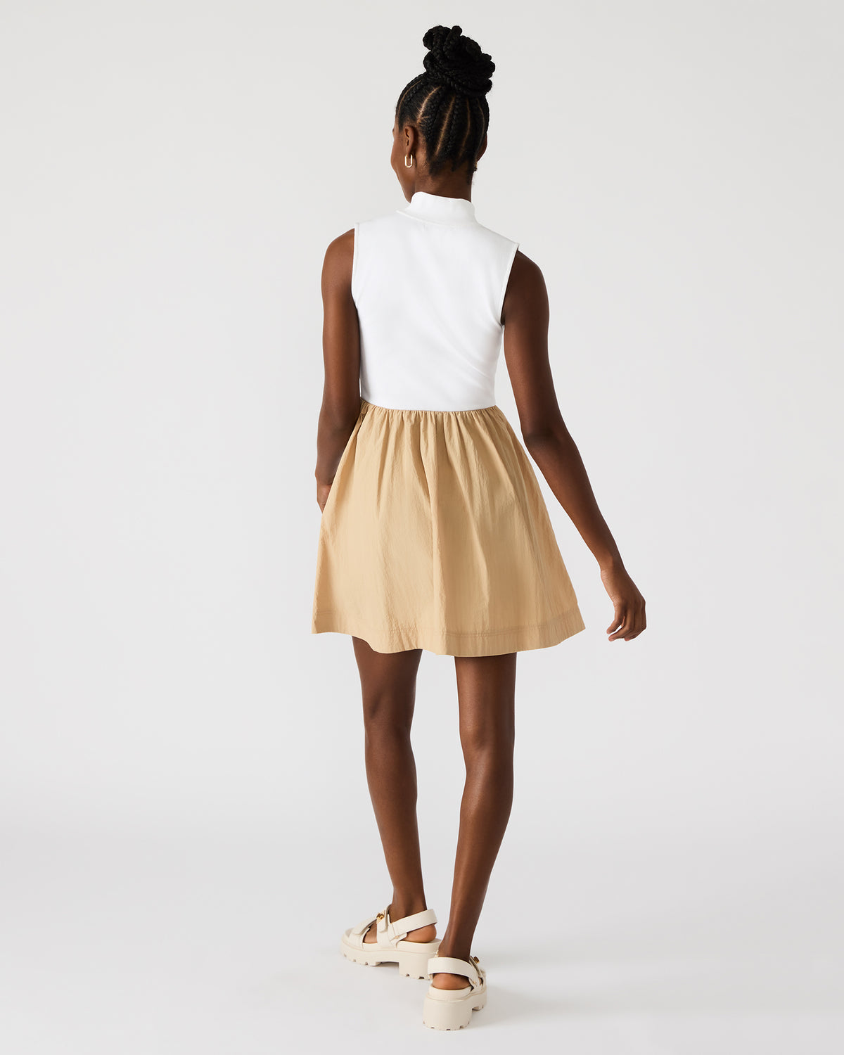 LYON Taupe Women's Collared Sleeveless Flowy Dress | Steve Madden