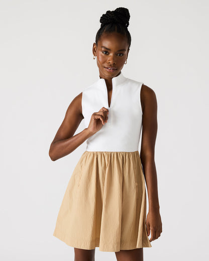 LYON Taupe Women's Collared Sleeveless Flowy Dress | Steve Madden