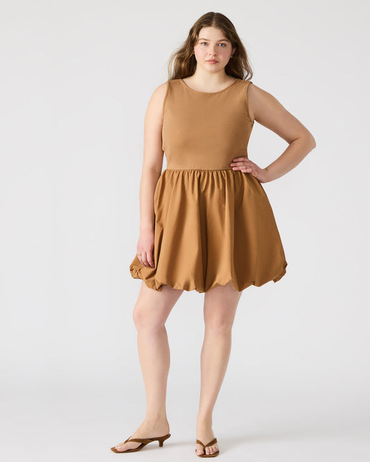 PALERMO Camel Women's Mini Bubble-Hem Dress | Steve Madden