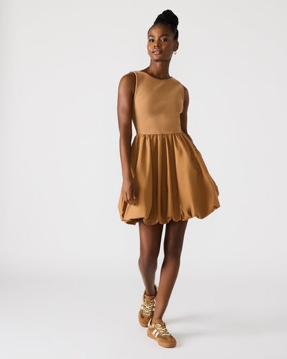 PALERMO Camel Women's Mini Bubble-Hem Dress | Steve Madden