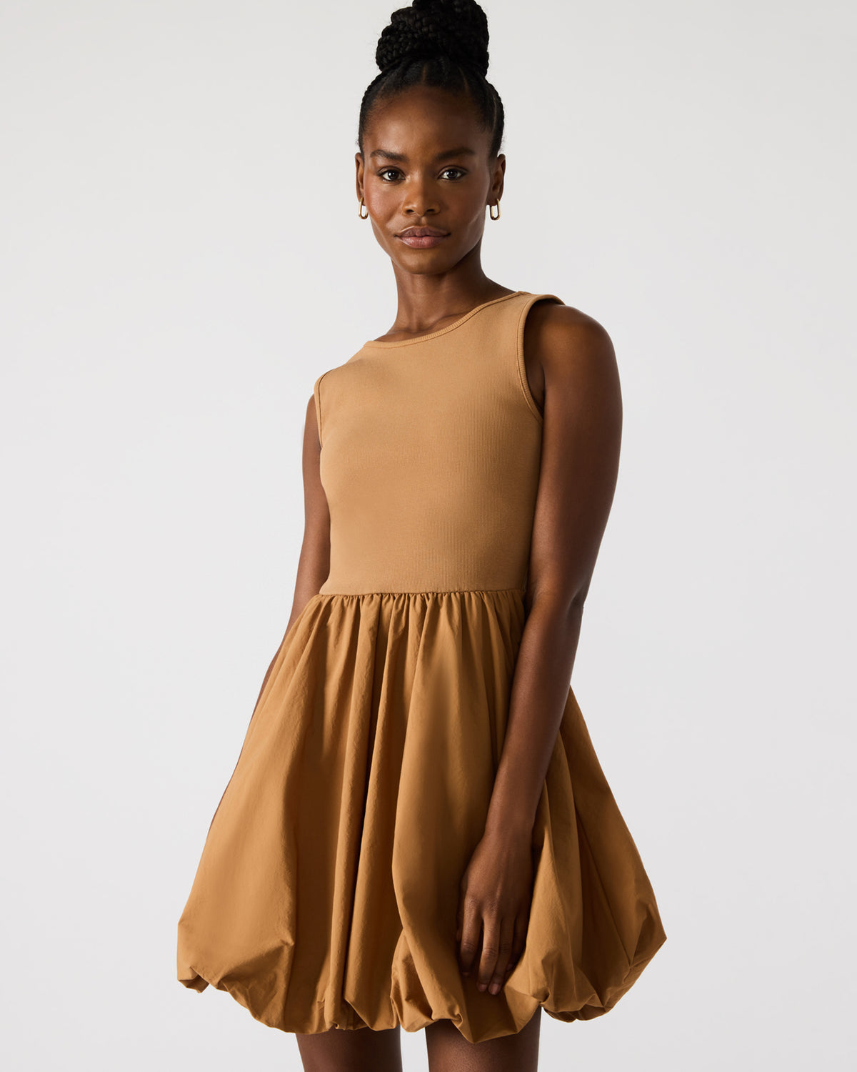PALERMO Camel Women's Mini Bubble-Hem Dress | Steve Madden