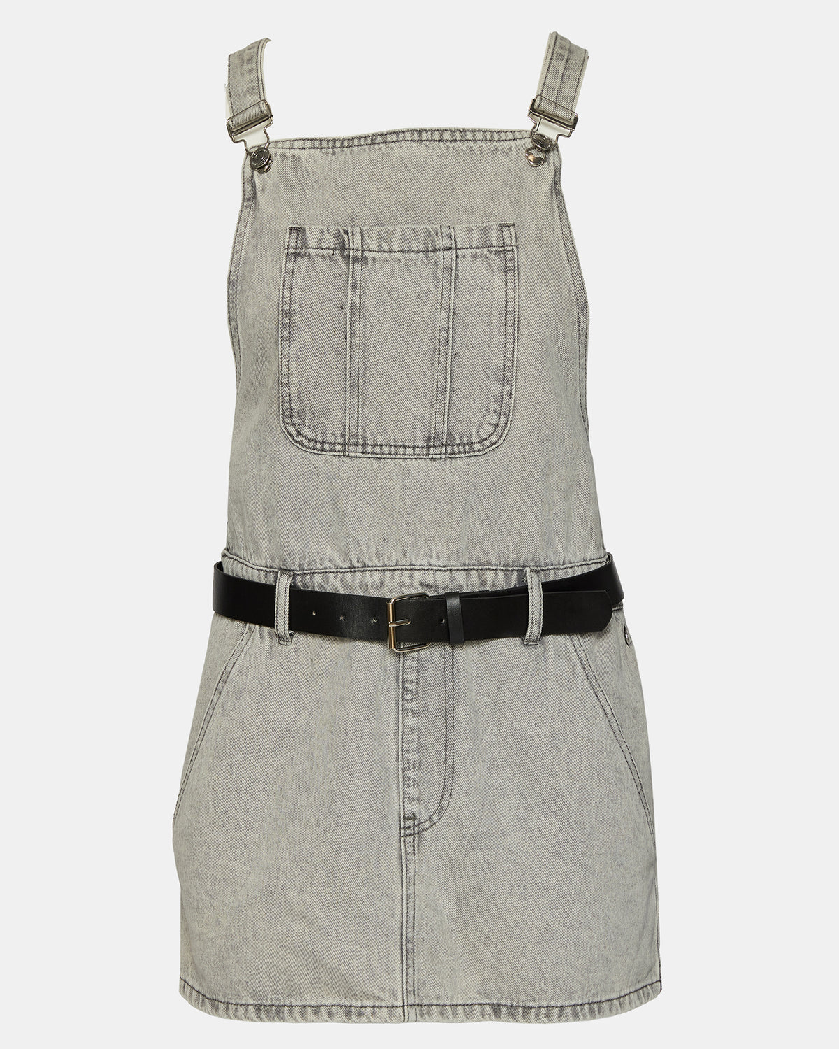 TAMIA Dress Light Grey | Women's Overall Denim Mini Dress | Steve Madden