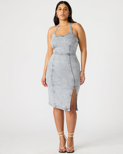 GIA Light Grey Women's Denim Midi Dress | Steve Madden
