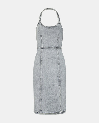 GIA Light Grey Women's Denim Midi Dress | Steve Madden