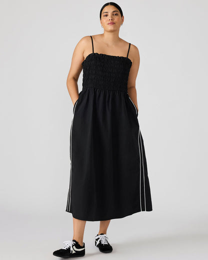 KIT Dress Black/White Flowy Smocked Striped Maxi Dress | Steve Madden