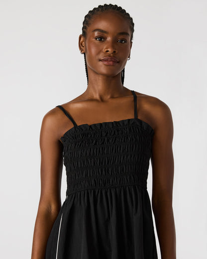 KIT Dress Black/White Flowy Smocked Striped Maxi Dress | Steve Madden