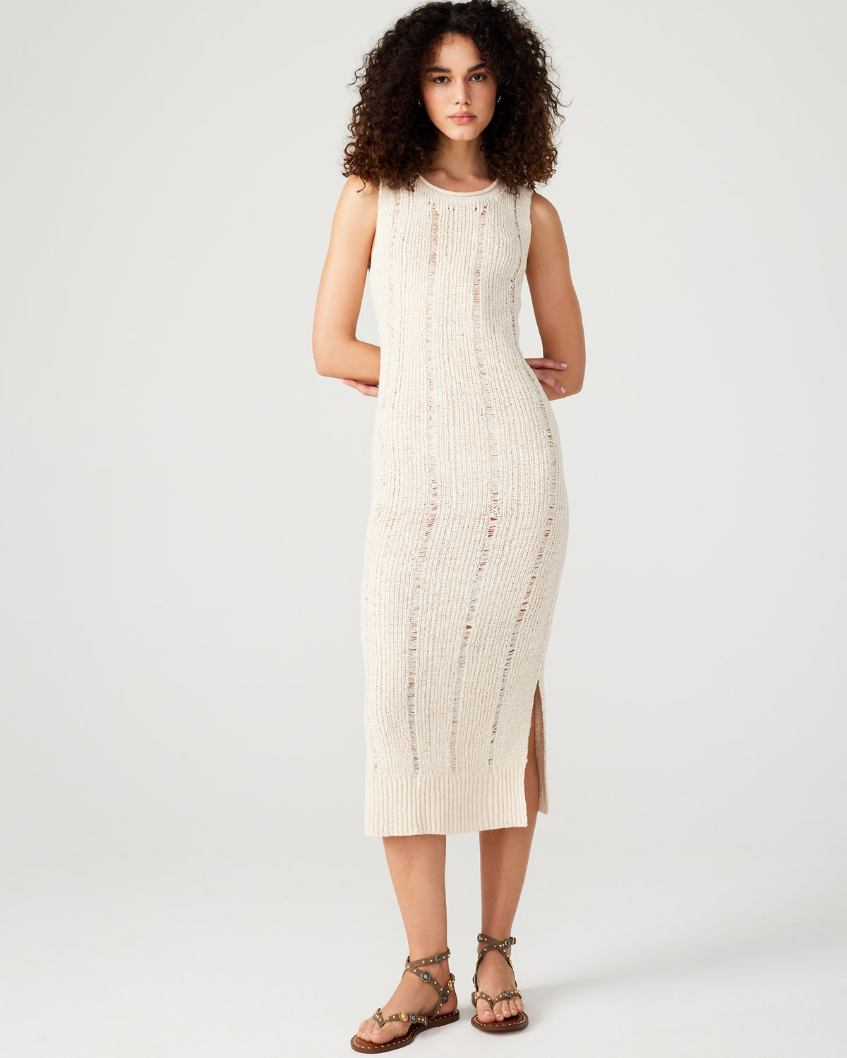 AMIRAH Sweater Dress Beige | Women's Knit Bodycon Dresses | Steve Madden