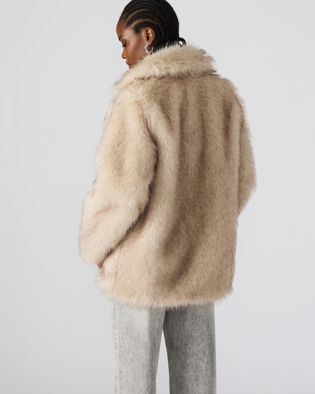 KINDRA Natural Faux Fur Collared Women's Coat | Steve Madden
