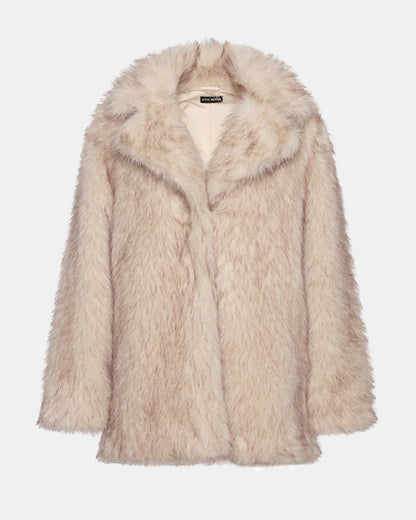 KINDRA Natural Faux Fur Collared Women's Coat | Steve Madden