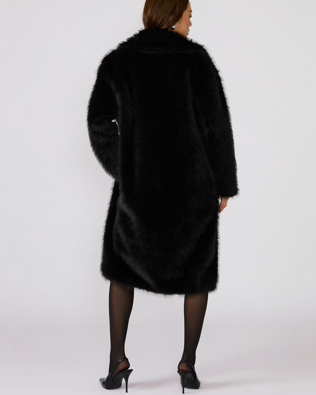 LARKIN Black Long-Sleeved Faux Fur Women's Coat | Steve Madden