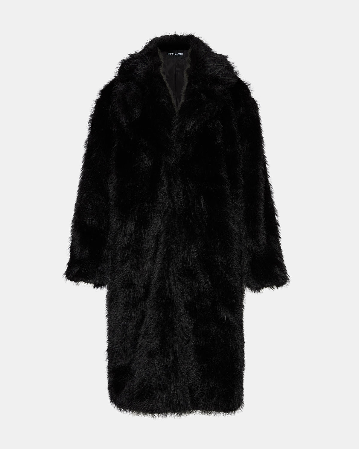 LARKIN Black Long-Sleeved Faux Fur Women's Coat | Steve Madden