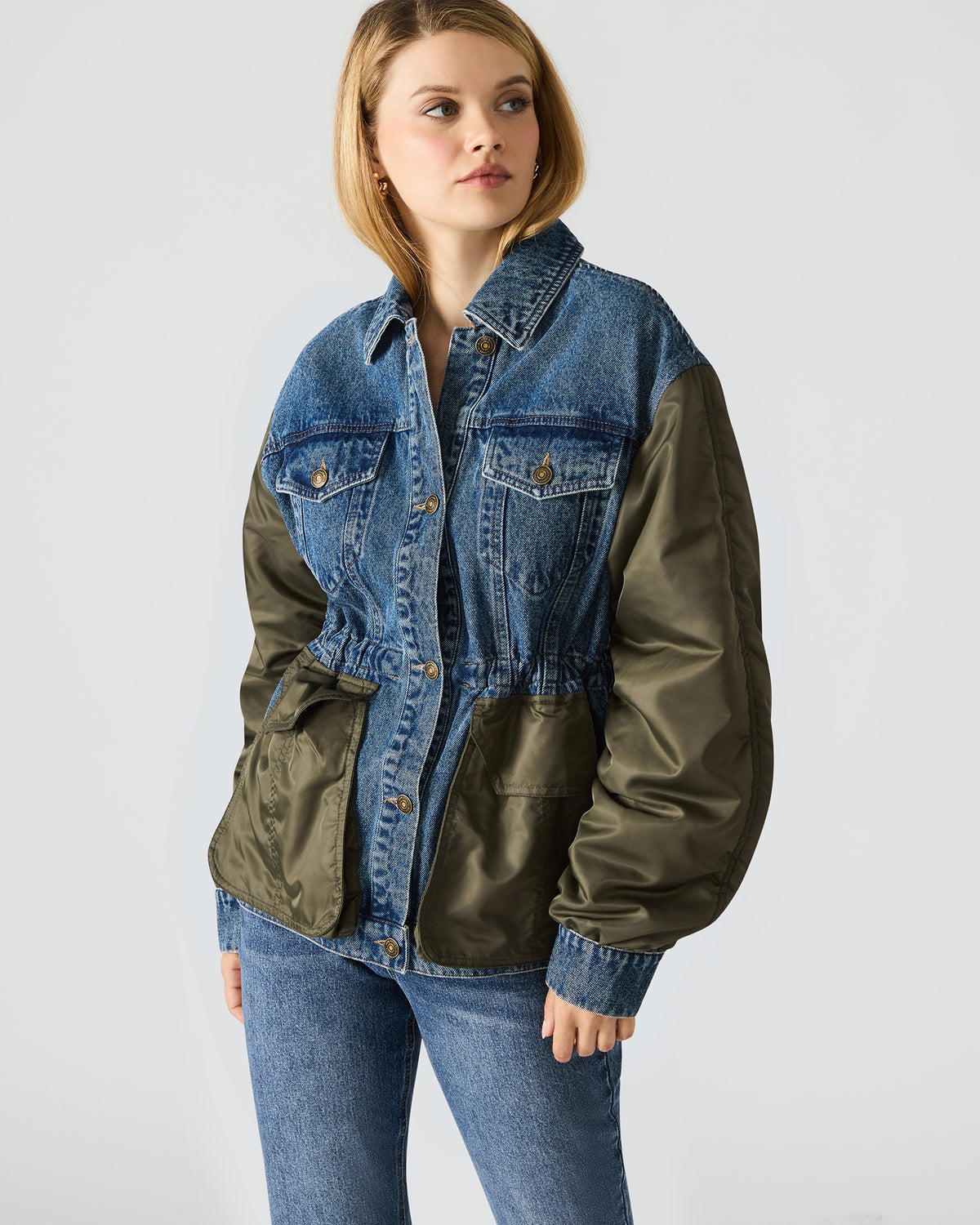JOIE Dark Navy Long-Sleeved Button-Up Collared Women's Jacket | Steve Madden