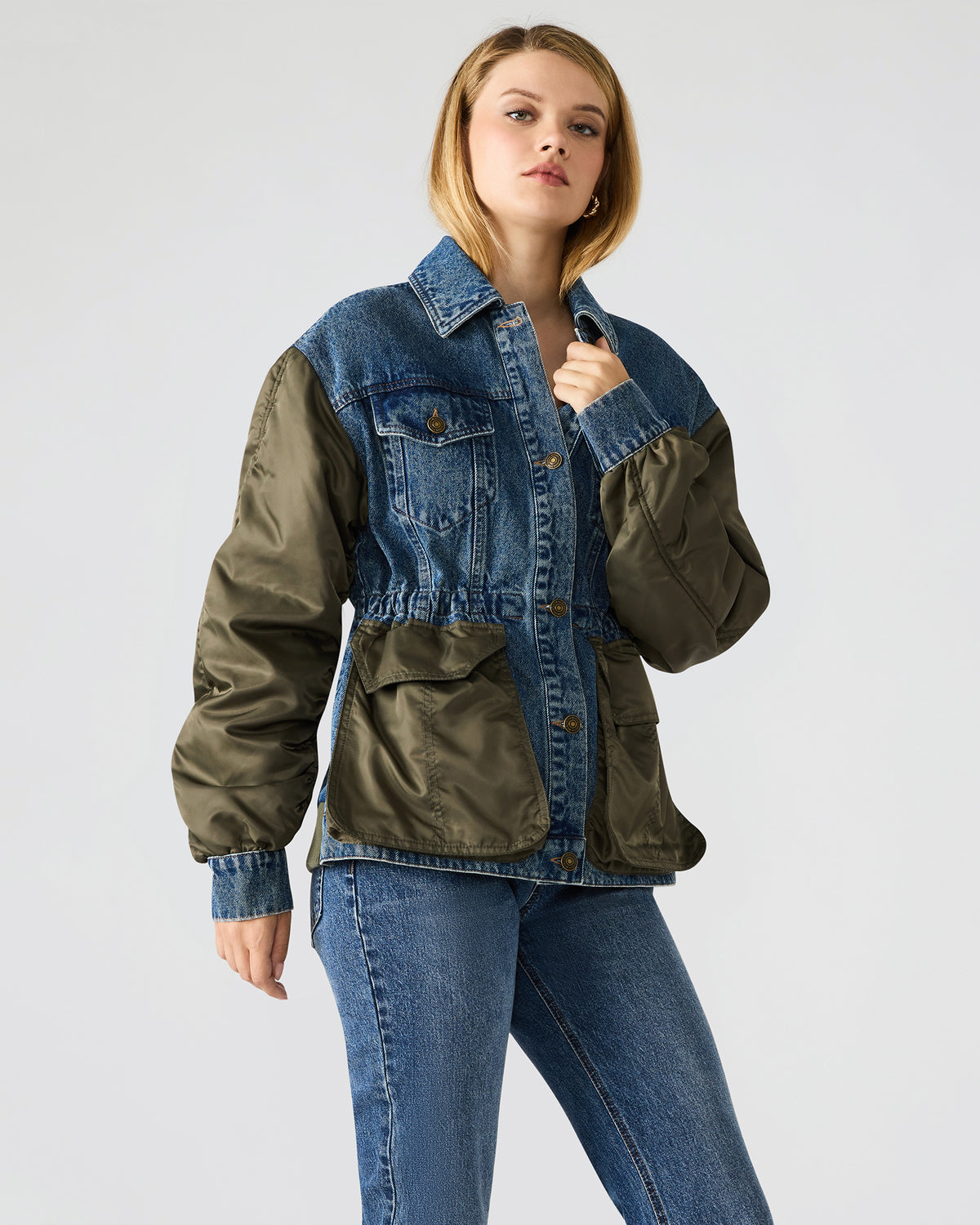 JOIE Dark Navy Long-Sleeved Button-Up Collared Women's Jacket | Steve Madden