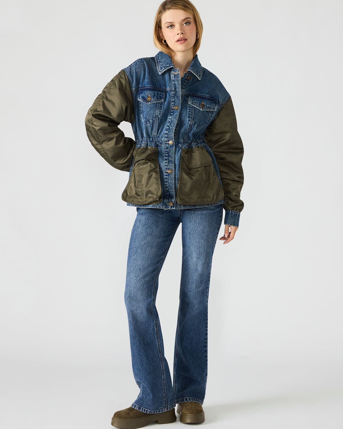 JOIE Dark Navy Long-Sleeved Button-Up Collared Women's Jacket | Steve Madden