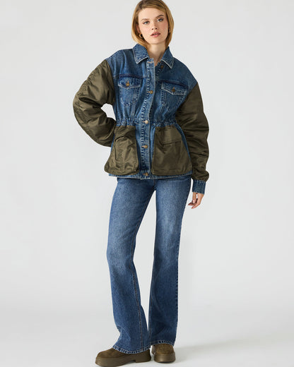 JOIE Dark Navy Long-Sleeved Button-Up Collared Women's Jacket | Steve Madden