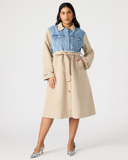 SORAYA Denim Multi Women's Long-Sleeved Button-Up Coat | Steve Madden